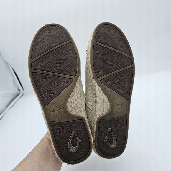 OluKai Kaula Pa'a Li Kaula Tan Tapa Lace Up Espadrille Convertible Sneaker Sz 7 - Picture 8 of 11